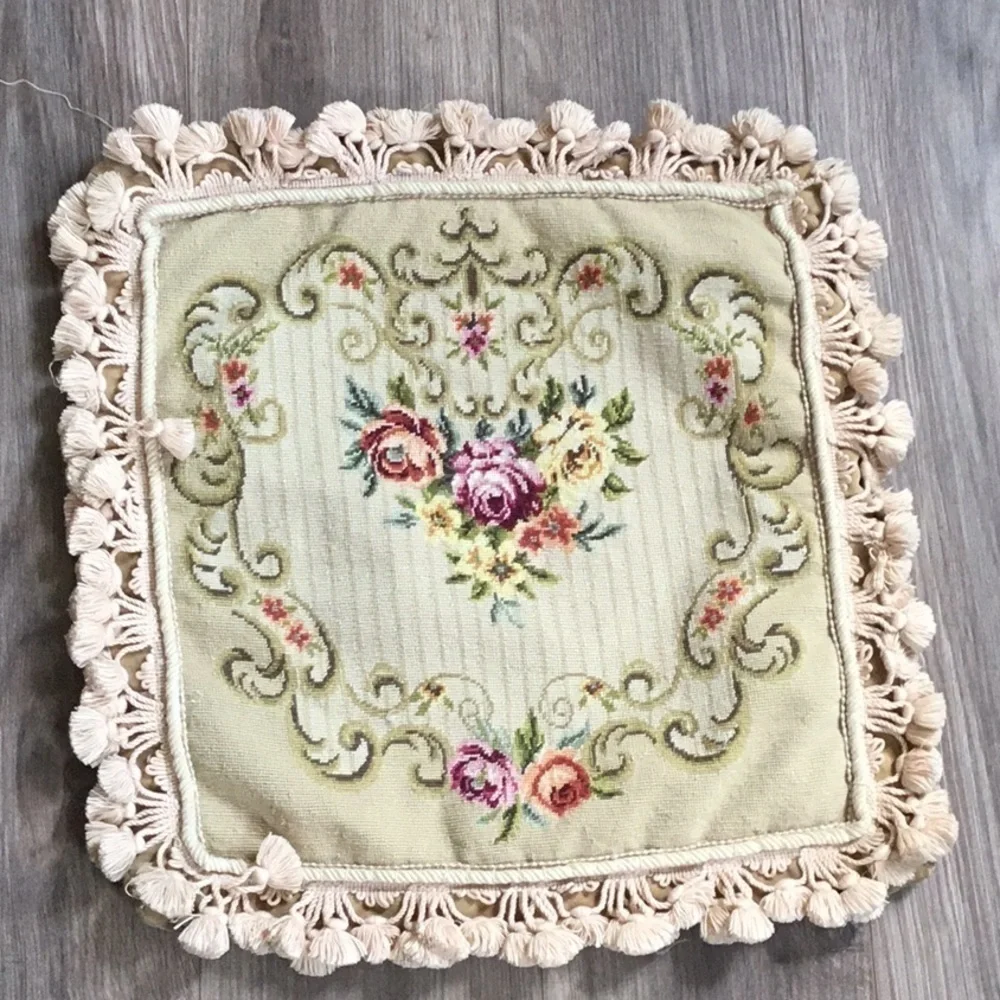 Needlepoint pillow case. As is
